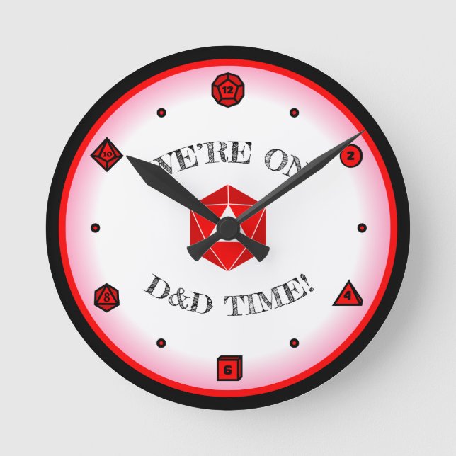 Wir sind auf D&D Time - RED Runde Wanduhr (Vorderseite)