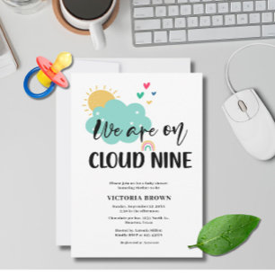 Wir sind auf Wolke Sieben Baby Shower Einladung
