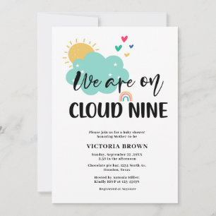 Wir sind auf Wolke Sieben Baby Shower Einladung