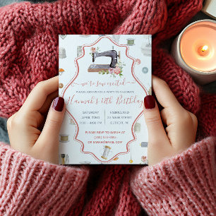 Wir sind aufgeregt! Geburtstagsparty zum Nähen Einladung