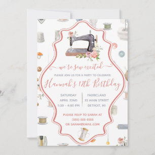 Wir sind aufgeregt! Geburtstagsparty zum Nähen Einladung