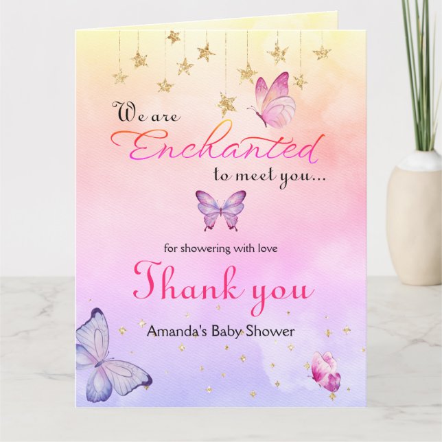 Wir sind bezaubert, Sie mit einer Schmetterlingswa Dankeskarte (Vorderseite)