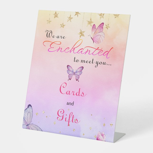 Wir sind bezaubert, Sie mit einer Schmetterlingswa Sockelschild (Vorderseite)