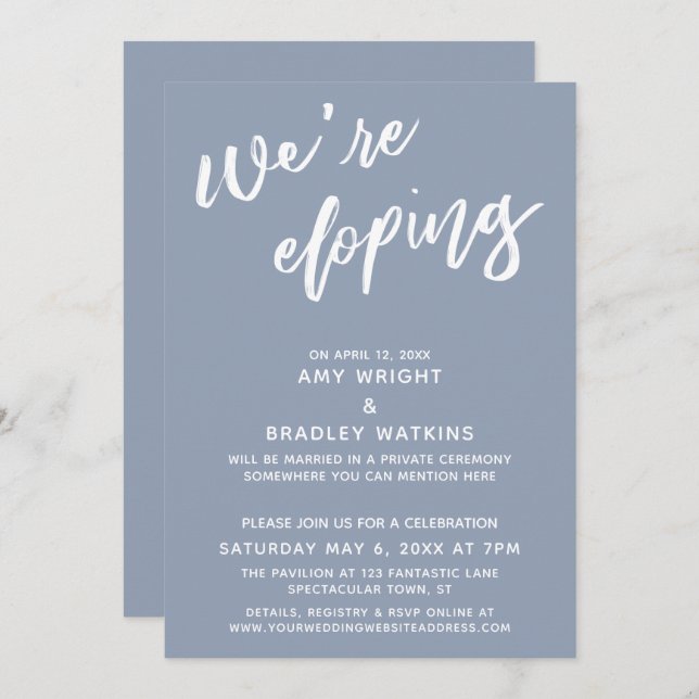 Wir sind dabei, einfaches, dunkelblaues Handwritin Einladung (Vorne/Hinten)