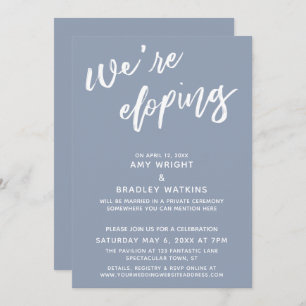 Wir sind dabei, einfaches, dunkelblaues Handwritin Einladung