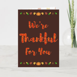 Wir sind dankbar für Ihre Thanksgiving-Grüße Karte