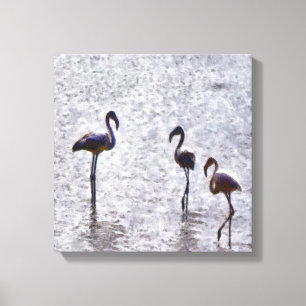 Wir sind die drei Flamingos-Wasserfarbe Leinwanddruck