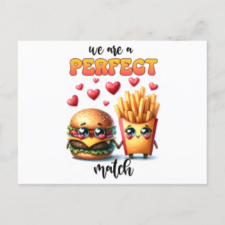 Wir sind ein perfekter Matchburger mit Pommes frit Postkarte