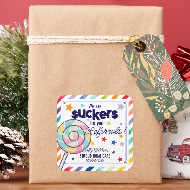 Wir sind ein Sucker für Ihre Referenzen - Fun Loll Quadratischer Aufkleber (Feiertag)