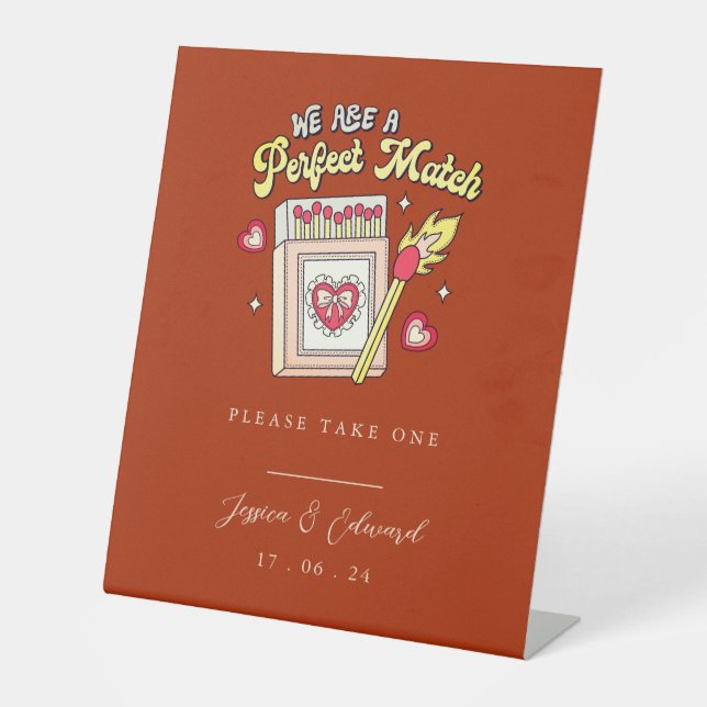 Wir sind eine perfekte Übereinstimmung Bitte nehme Sockelschild (Vorderseite)