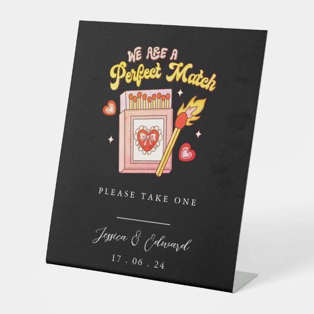 Wir sind eine perfekte Übereinstimmung Bitte nehme Sockelschild (Vorderseite)