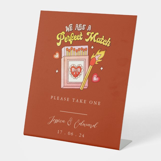 Wir sind eine perfekte Übereinstimmung Bitte nehme Sockelschild (Vorderseite)