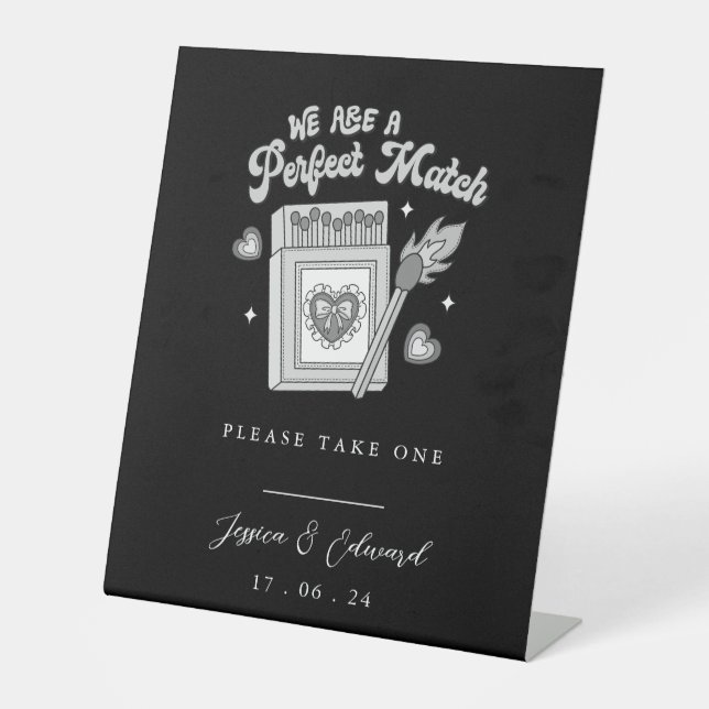 Wir sind eine perfekte Übereinstimmung Bitte nehme Sockelschild (Vorderseite)