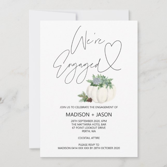 Wir sind eine Verlobte Erntedank-Fall-Engagement-P Einladung (Vorderseite)