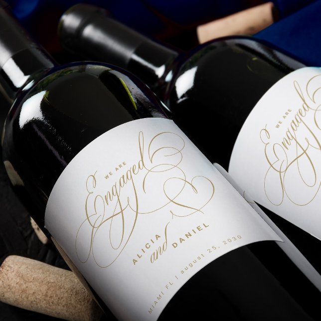 Wir sind eine verlobte Goldlobungspartei Weinetikett (Von Creator hochgeladen)