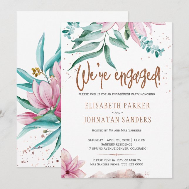 Wir sind eine verlobte moderne Typografie-Begegnun Einladung (Vorne/Hinten)