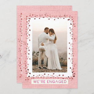 Wir sind eine Verlobte Pink Hearts Foto Engagement Einladung