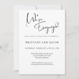 Wir sind eine Verlobte Schwarz-weiße Engagement-Pa Einladung