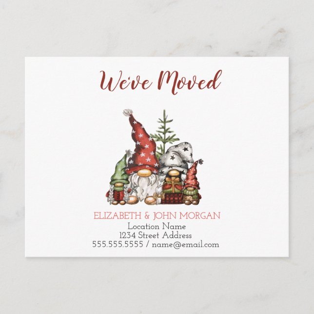 Wir sind gegangen, Familie Gnomes Ankündigungspostkarte (Vorderseite)
