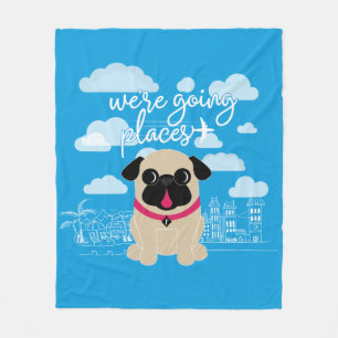 Wir sind gehender Platz-Reise-Mops Fleecedecke