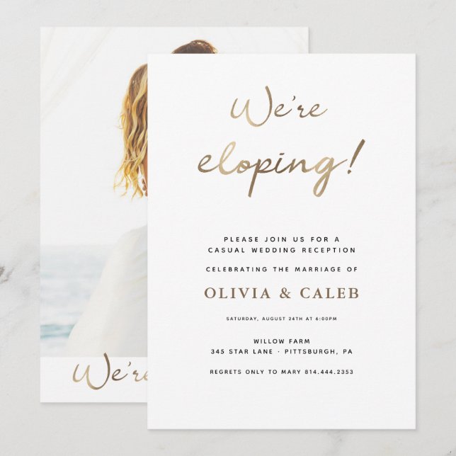 Wir sind gerade dabei, eine Einladung zur Hochzeit (Vorne/Hinten)