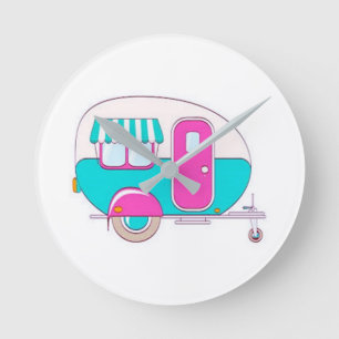 ****WIR SIND GLÜCKLICHE CAMPERS*** CLOCK RUNDE WANDUHR