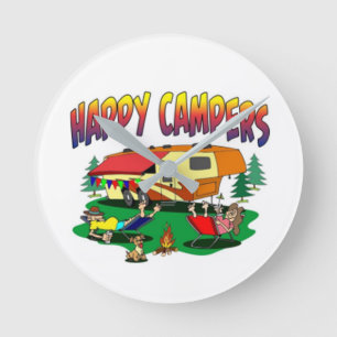 ****WIR SIND GLÜCKLICHE CAMPERS*** CLOCK RUNDE WANDUHR