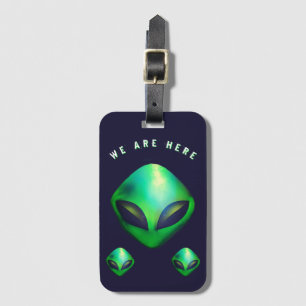 "Wir sind hier" Grüner Alien-Kopf Gepäckanhänger