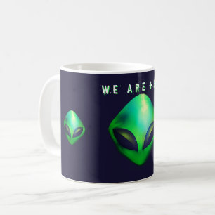 "Wir sind hier" grüner Außerirdischer Kopf Kaffeetasse