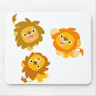 "Wir sind hier!" Niedlicher Cartoon Lions Mousepad