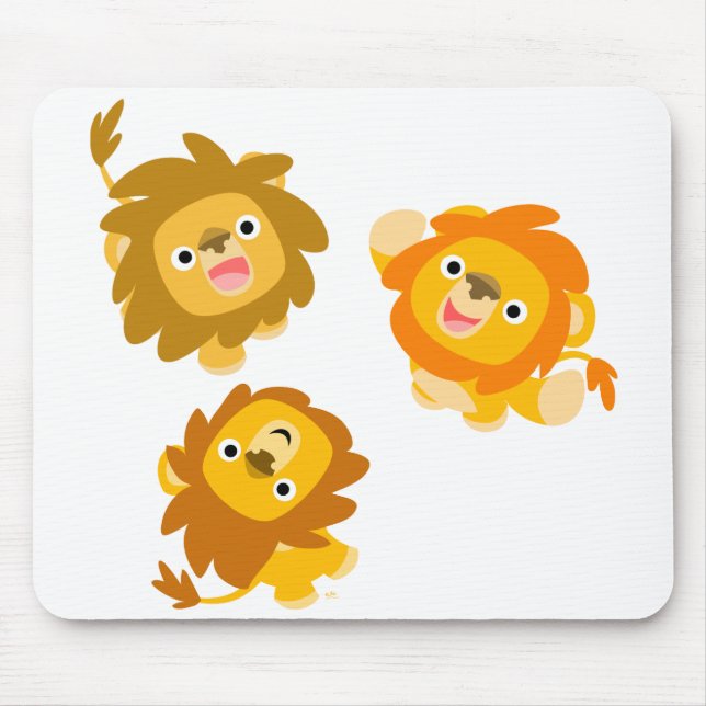 "Wir sind hier!" Niedlicher Cartoon Lions Mousepad (Vorne)
