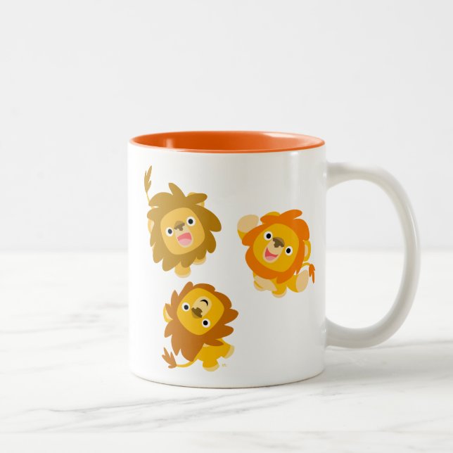 "Wir sind hier!" Niedlicher Cartoon Lions Tasse (Rechts)