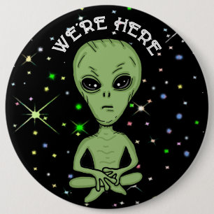 Wir sind hier UFO Alien Invasion Extra Terrestrial Button