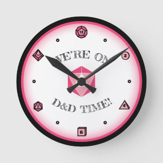 Wir sind in der D&D-Zeit - PINK Runde Wanduhr