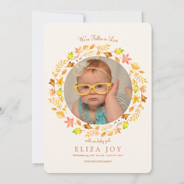 Wir sind in der Liebe gefallen Foto Geburtsankündi Ankündigung (Vorderseite)