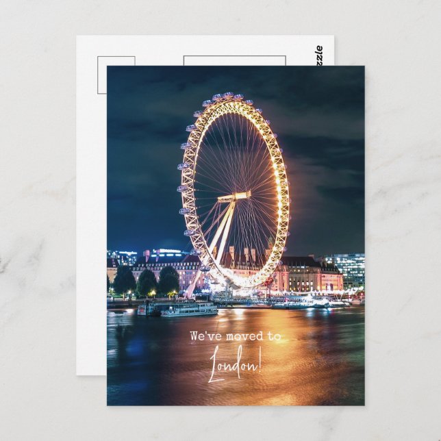 Wir sind in die Londoner Ankündigung über die Bewe Postkarte (Vorne/Hinten)