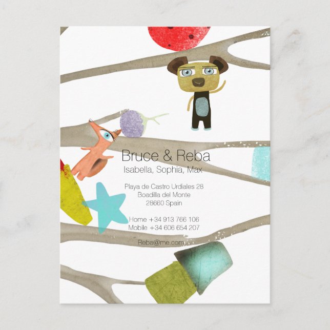 Wir sind in Spanien umgezogen Ankündigungspostkarte (Vorderseite)