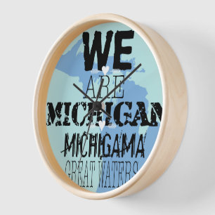 Wir sind Michigan Michigama Große Gewässer Wanduhr