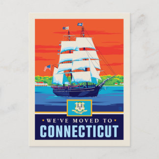 Wir sind nach Connecticut übergegangen Einladungspostkarte