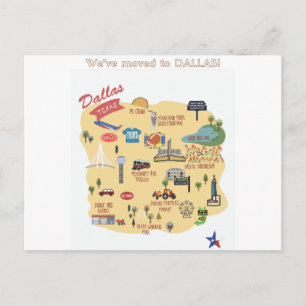 Wir sind nach Dallas Texas Postcard umgezogen Ankündigungspostkarte