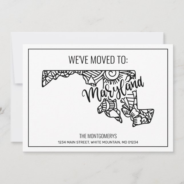 Wir sind nach Maryland Staat Floral Mandala Zuhaus Ankündigung (Vorderseite)