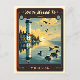 Wir sind nach Michigan gezogen | Vintage Postkarte