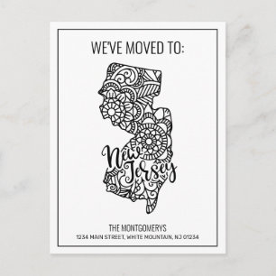 Wir sind nach New Jersey Staat Floral Mandala über Ankündigungspostkarte