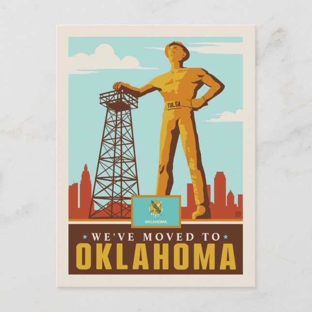 Wir sind nach Oklahoma gezogen Einladungspostkarte (Vorderseite)