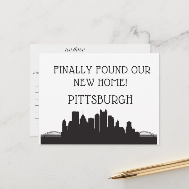 Wir sind nach Pittsburgh übergegangen Postkarte (Vorderseite/Rückseite Beispiel)