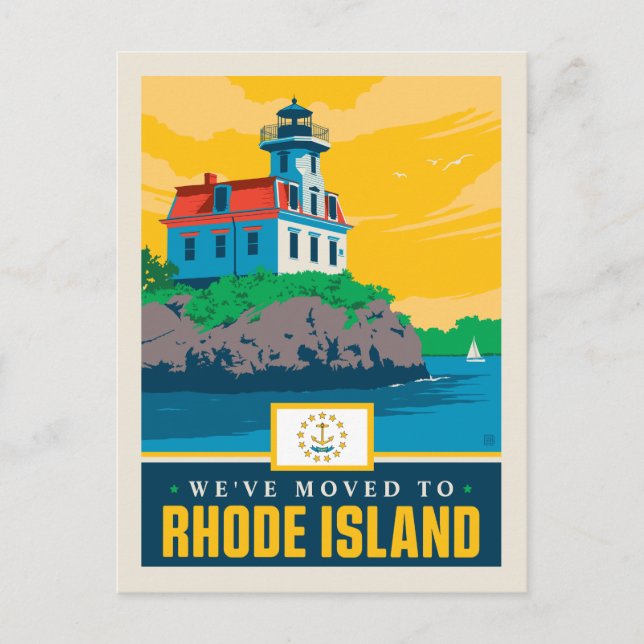 Wir sind nach Rhode Island gezogen Einladungspostkarte (Vorderseite)