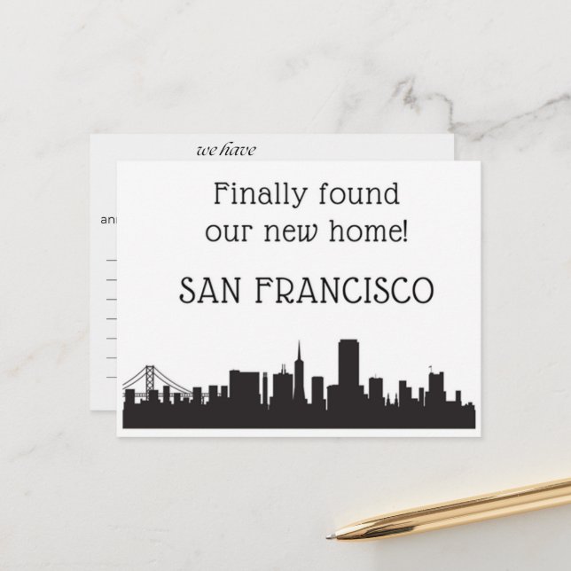 Wir sind nach San Francisco gezogen Postkarte (Vorderseite/Rückseite Beispiel)