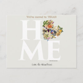 Wir sind nach Texas Postcard umgezogen Ankündigungspostkarte