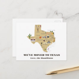 Wir sind nach Texas Postcard umgezogen Ankündigungspostkarte