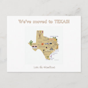 Wir sind nach Texas Postcard umgezogen Ankündigungspostkarte